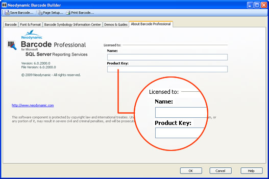 Barcode Professional for Microsoft SQL Server 2005/2008/2012 Reporting Services - Barcode Builder form