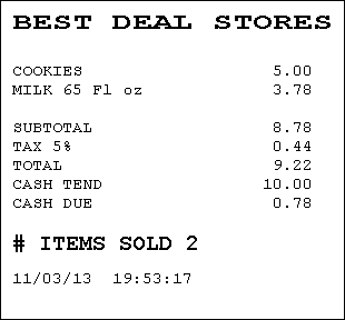 A Sample Receipt printed from ASP.NET and created by using ESC/POS commands