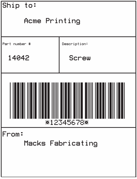 A Sample Shipping Label printed from ASP.NET and created by using Zebra ZPL commands