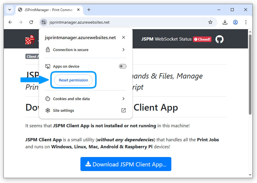 Chrome Local Network Access popup - blocked