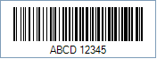 Code 128 Barcode - Code property = ABCD 12345 and Code128CharSet property = A