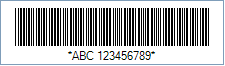 Code 39 Barcode - Code property = ABC 123456789