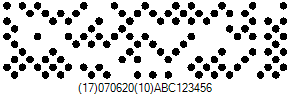 DotCode Barcode - Code property = (17)070620(10)ABC123456 with aspect ratio 4:1