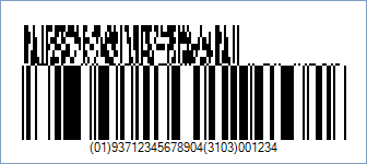 GS1 DataBar Expanded CC-B Barcode - Code property = (01)93712345678904(3103)001234|911A2B3C4D5E, AddChecksum property = True