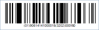 GS1 DataBar Expanded/RSS Expanded Barcode - Code property = (01)90614141000015(3202)000150