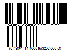 Sample of a GS1 DataBar Expanded Stacked/RSS Expanded Stacked Barcode