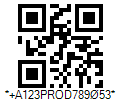 HIBC LIC QR Code Barcode - Code property = A123PROD78905
