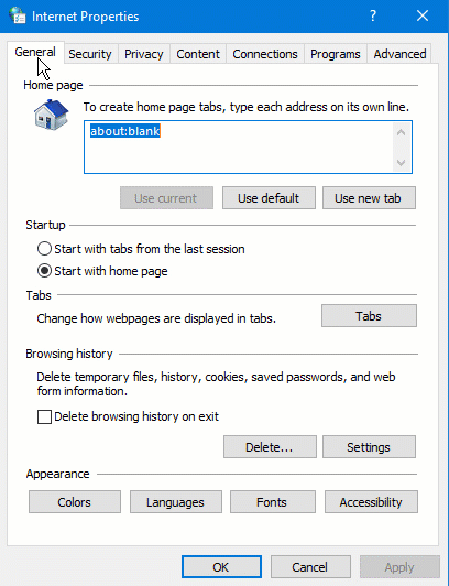 IE11 and MS Edge Settings