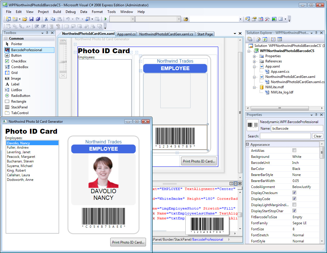 WPF Barcode Professional screen shot