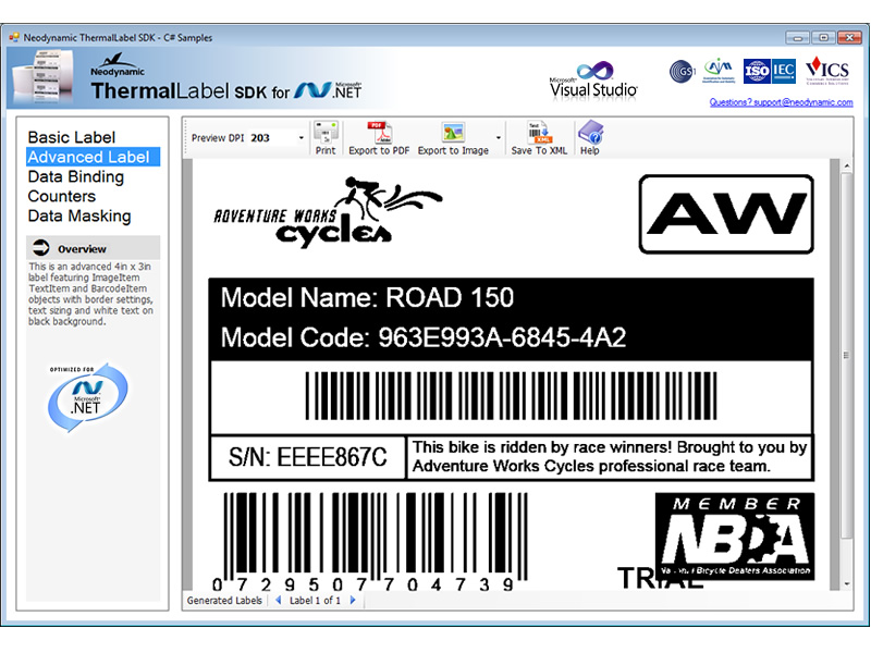 Click to view ThermalLabel SDK for .NET 5.0 screenshot