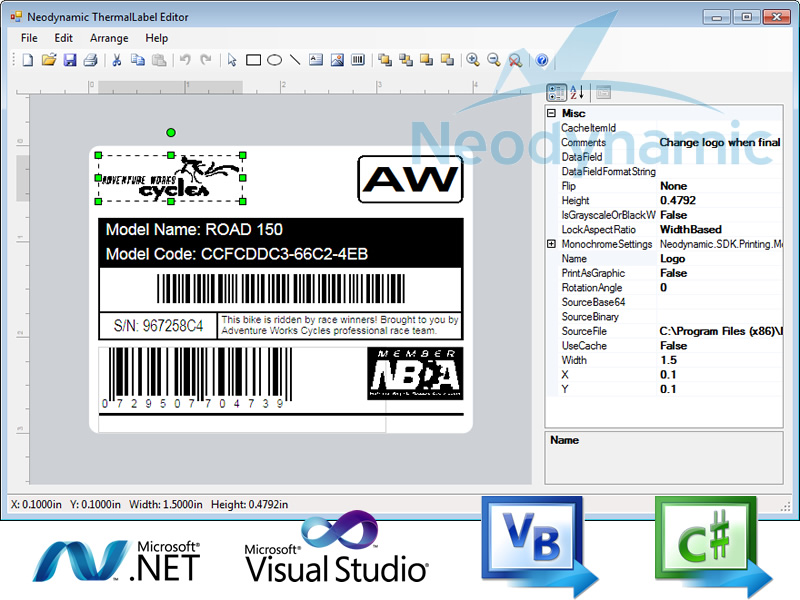 ThermalLabel Visual Editor for .NET software