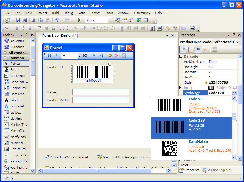 Barcode for Windows Forms .NET. Linear and 2D Symbologies. Visual Studio support