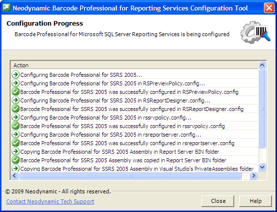 Neodynamic Barcode Professional for Reporting Services Configuration Tool - Step 3