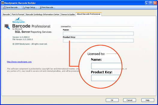 Barcode Professional for Microsoft SQL Server Reporting Services - Barcode Builder form
