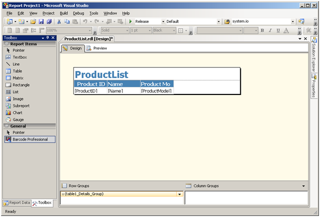 Visual Studio - Report layout