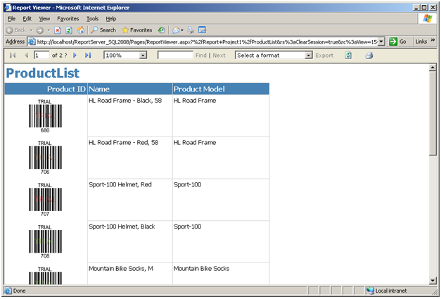 Barcode Professional CRI deployed to Report Server