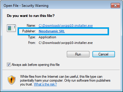 WCPP Open File - Security Warning