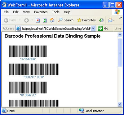 Barcode Professional Data Binding Sample