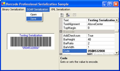 Barcode Professional Serialization Sample