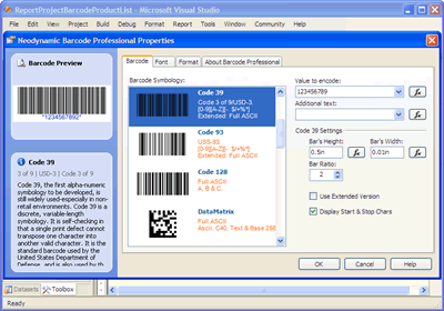 Barcode Professional 2.0 Property Editor