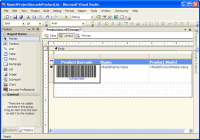 ReportProjectBarcodeProductList - Microsoft Visual Studio