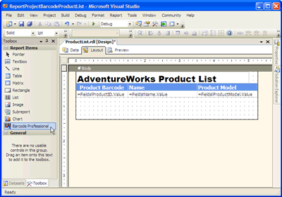 ReportProjectBarcodeProductList - Microsoft Visual Studio