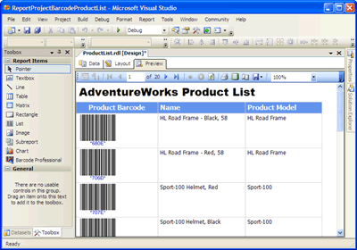 Report Server Project Barcode Sample