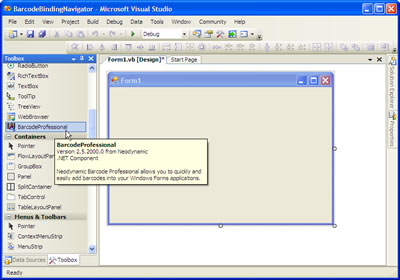 BarcodeBindingNavigator - Microsoft Visual Studio