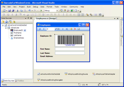 BarcodeForWindowsForms - Microsoft Visual Studio