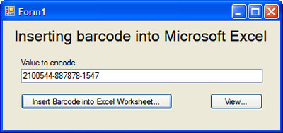 Inserting barcode into Microsoft Excel