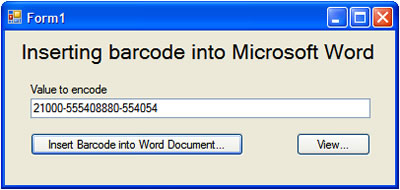 Inserting barcode into Microsoft Word