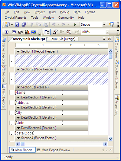Crystal Reports Avery Label default layout