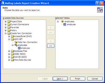 Mailing Labels Report Creation Wizard