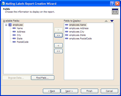 Mailing Labels Report Creation Wizard