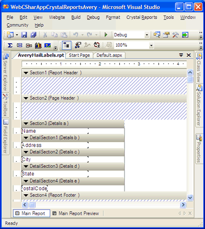 Crystal Reports configured according to the Avery label that our selected