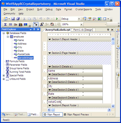 Place the Barcode field on the Crystal Reports Avery Label report