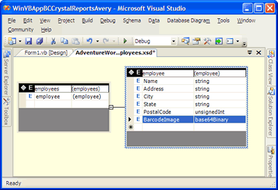 AdventureWorks Employees XSD Schema with BarcodeImage element included