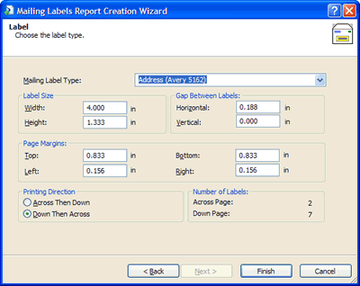 Mailing Labels Report Creation Wizard