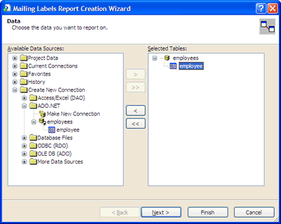 Mailing Labels Report Creation Wizard