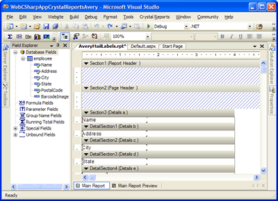 Crystal Reports Avery Label default layout