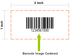 The output barcode image centered inside the desired area