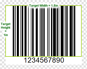 The output barcode image fitting the desired area and honoring left & right quiet zones!