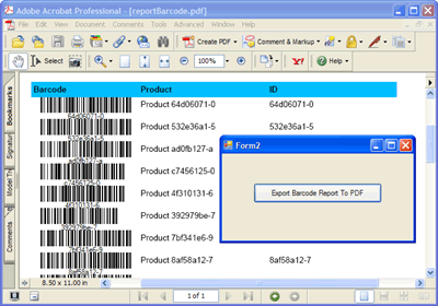 The local report featuring barcodes exported to PDF format without previewing it onto the Windows Form