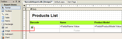 The barcode report layout