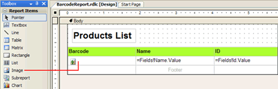 The barcode report layout