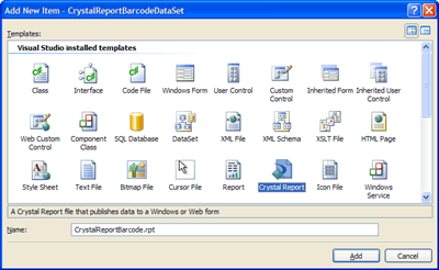Adding a Crystal Report to the project