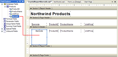 The barcode report layout