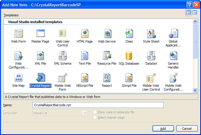 Adding a Crystal Report to the project