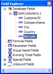 The GetCustomers SP available in the Field Explorer