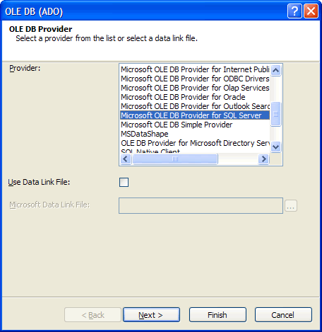 Choosing OLE DB Provider for SQL Server